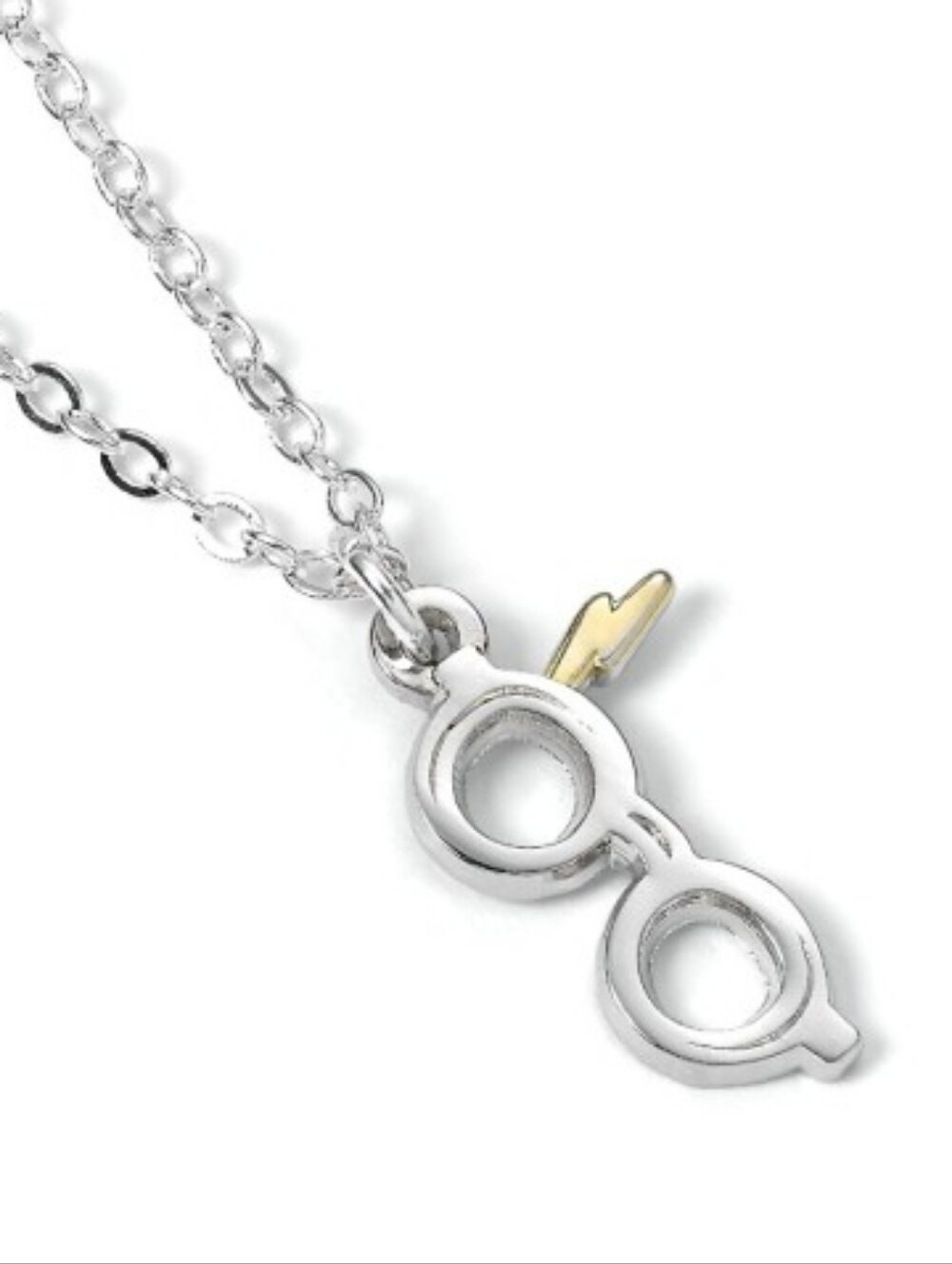 Harry Potter Silver Plated Lightning Bolt with Glasses Necklace Wizarding World